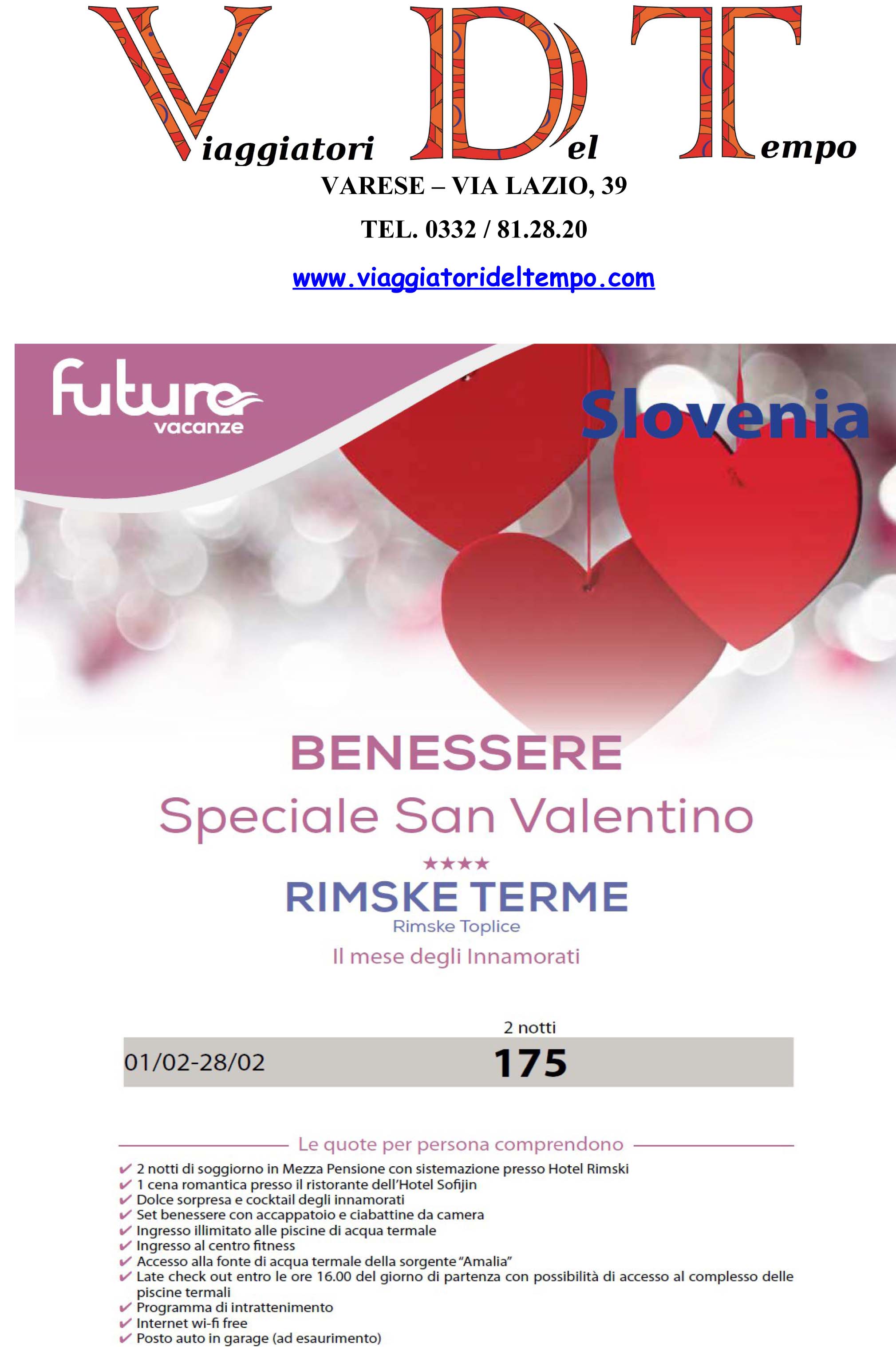 agenzia viaggi varese BENESSERE SAN VALENTINO SLOVENIA